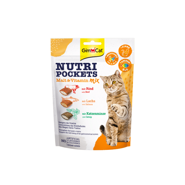 GIM CAT NUTRI POCKETS BEEF-SALMON-CATNIP
