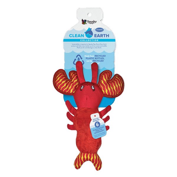 SPUNKY PUP CLEAN EARTH RECYCLED PLUSH TOY, LOBSTER, SMALL