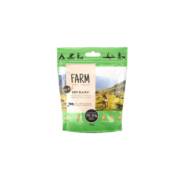 FARM PET FREEZE DRIED BEEF & BROCCOLI 50GR