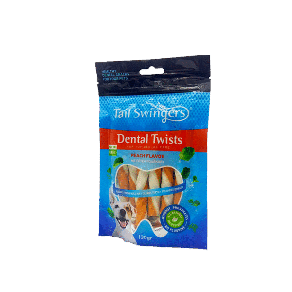 TAIL SWINGERS DENTAL TWISTS PEACH 130G