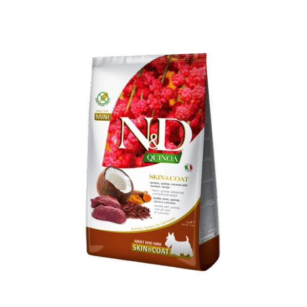 N&D MONOPROTEIN VENISON MINI SKIN & COAT QUINOA 2.5KG