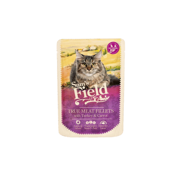 SAMS FIELD TRUE MEAT FILLETS TURKEY & CARROT 85G