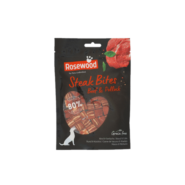 ROSEWOOD CHEW STEAK BITES BEEF & POLLOCK 100G