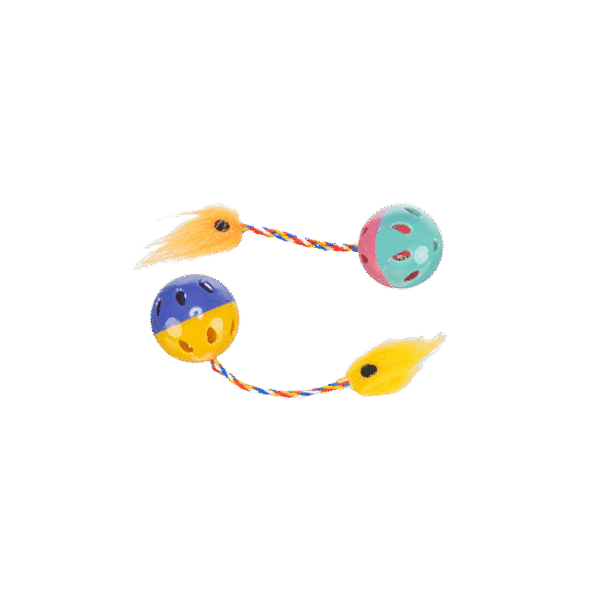TRIXIE SET OF RATTLING BALLS WITH TAILS