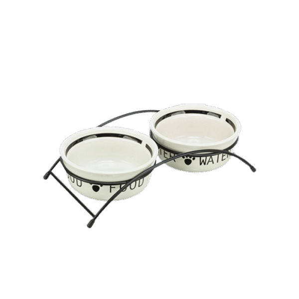 TRIXIE DOUBLE CERAMIC BOWL METAL DOG