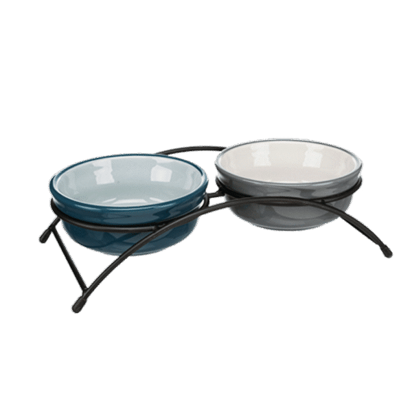 TRIXIE CERAMIC BOWL SET METAL DOG