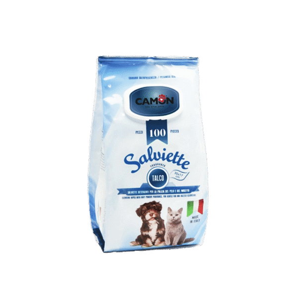 CAMON CLEANSING WIPES WITH TALC FRAGRANCE FOR DOGS & CATS 100 WIPES (30*17cm)