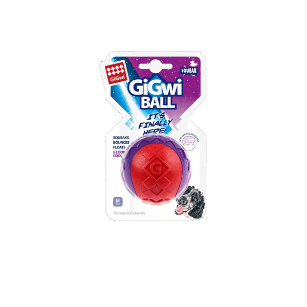 GIGWI TOY BALL WITH SQUEAK BLUE MEDIUM