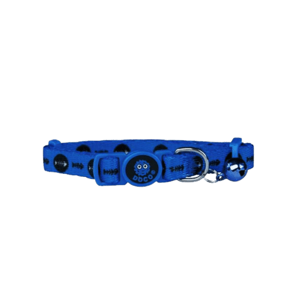 DOCO FURBALL CAT COLLAR BREAKAWAY BLUE FISH PRINT