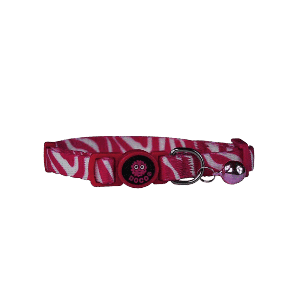 DOCO FURBALL CAT COLLAR PINK ZEBRA PATTERN