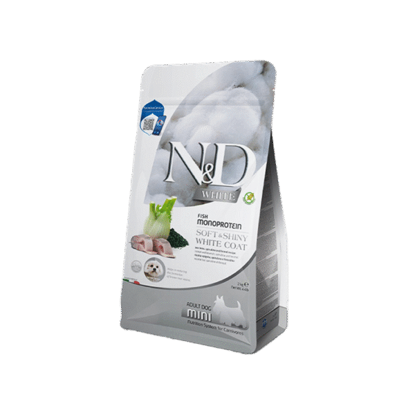 N&D MINI ADULT WHITE COAT MONO-PROTEIN SEA-BASS & SPIRULINA 2KG